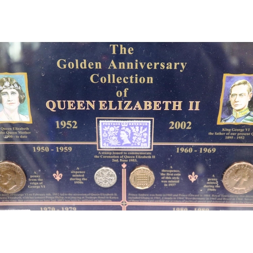 3097 - Framed Queen Elizabeth Golden Anniversary coin collection, 2001 limited edition. Not available for i... 