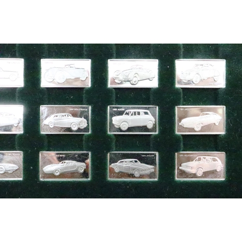 3099 - John Pinches the 100 greatest cars silver miniature collection, complete with 100 ingots and booklet... 