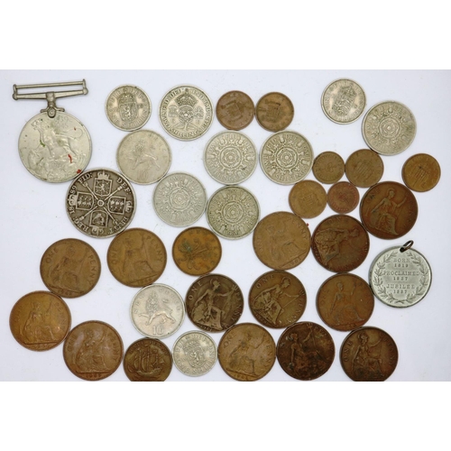 3111 - Mixed coins including some silver. P&P Group 0 (£5+VAT for the first lot and £1+VAT for subsequent l... 