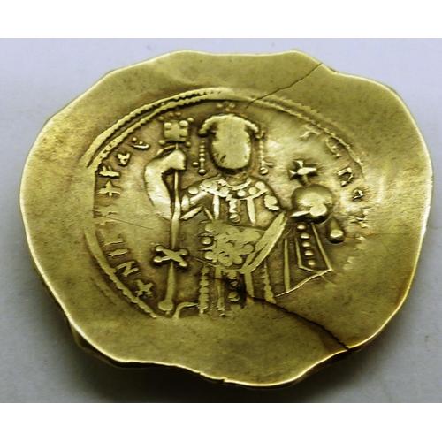 3118 - Byzantine Empire Gold/Electrum Hyperpyron, Christ seated. P&P Group 0 (£5+VAT for the first lot and ... 