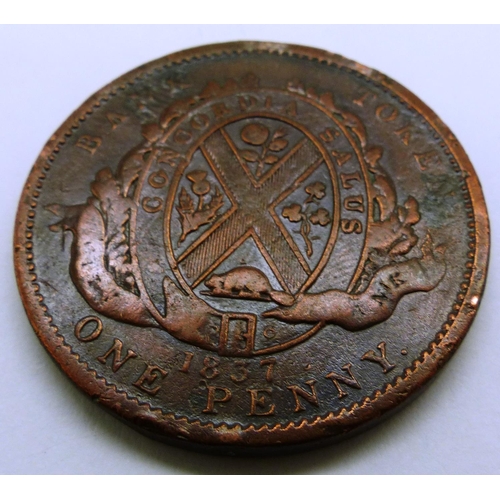 3123 - Early milled copper token, Bank of Canada. P&P Group 0 (£5+VAT for the first lot and £1+VAT for subs... 