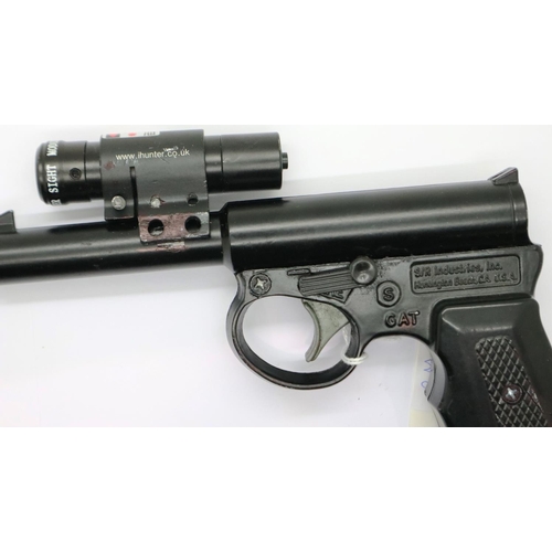 2007 - GAT pistol with laser spotter and a tin of pellets. P&P Group 2 (£18+VAT for the first lot and £3+VA... 