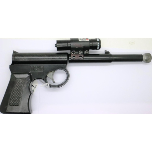 2007 - GAT pistol with laser spotter and a tin of pellets. P&P Group 2 (£18+VAT for the first lot and £3+VA... 