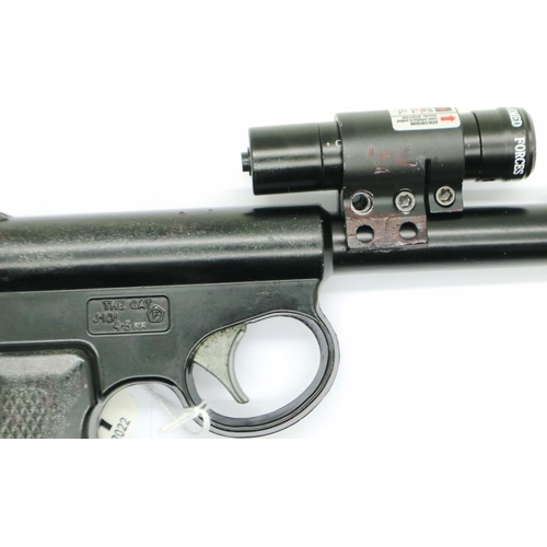 2007 - GAT pistol with laser spotter and a tin of pellets. P&P Group 2 (£18+VAT for the first lot and £3+VA... 