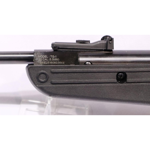 2022 - Swiss Arms .22 air rifle with scope and bag. P&P Group 3 (£25+VAT for the first lot and £5+VAT for s... 