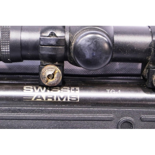 2022 - Swiss Arms .22 air rifle with scope and bag. P&P Group 3 (£25+VAT for the first lot and £5+VAT for s... 