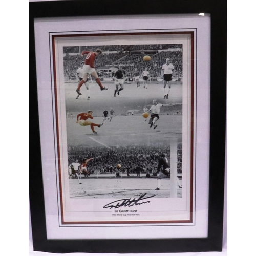 2037 - Geoff Hurst signed 1966 world cup final hat trick montage, signed. Not available for in-house P&P