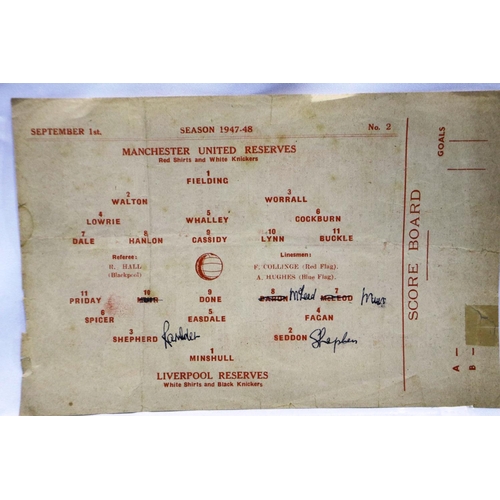 2048E - Manchester United programme 1st September 1947 v Liverpool Reserves. P&P Group 1 (£14+VAT for the fi... 