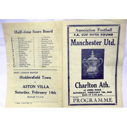 2049 - Manchester United programme 7th February 1948 v Charlton Athletic. P&P Group 1 (£14+VAT for the firs... 