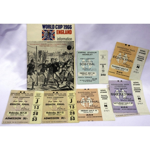 2050A - 1966 World Cup ticket, Counterfoil Last 16 (6) quarter final, Goodison (1), Semi-final (1), 3rd and ... 