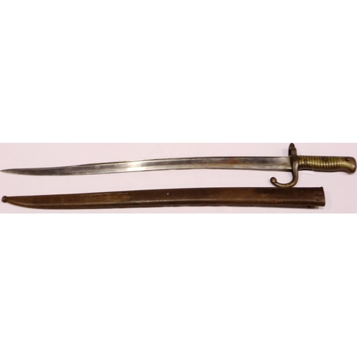 2055 - 19th century French Chassepot bayonet with steel scabbard, dated 1872. P&P Group 3 (£25+VAT for the ... 