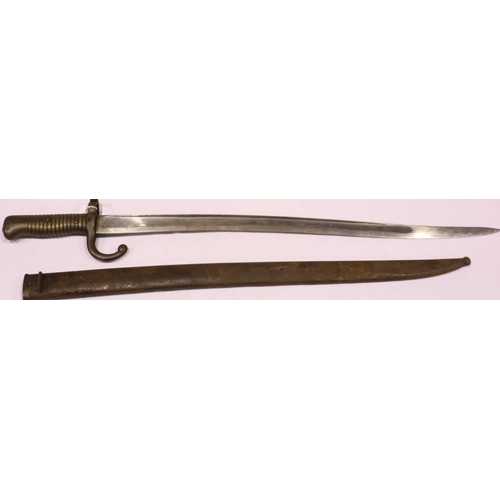 2055 - 19th century French Chassepot bayonet with steel scabbard, dated 1872. P&P Group 3 (£25+VAT for the ... 