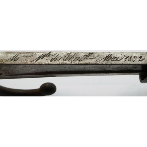 2055 - 19th century French Chassepot bayonet with steel scabbard, dated 1872. P&P Group 3 (£25+VAT for the ... 