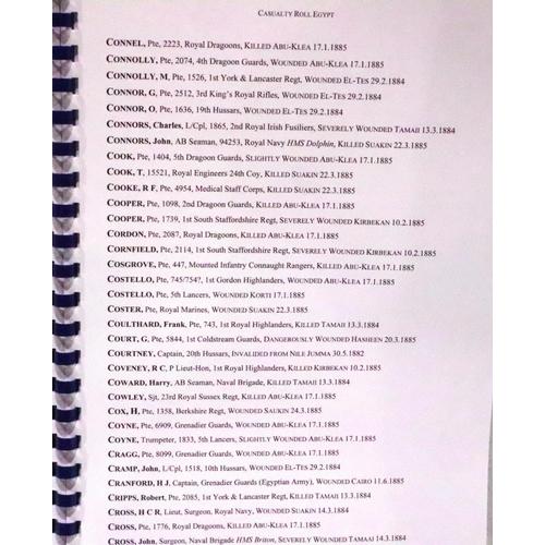 2058 - Casualty Roll, Egypt 1882-1885, compiled by Peter Newman. P&P Group 1 (£14+VAT for the first lot and... 