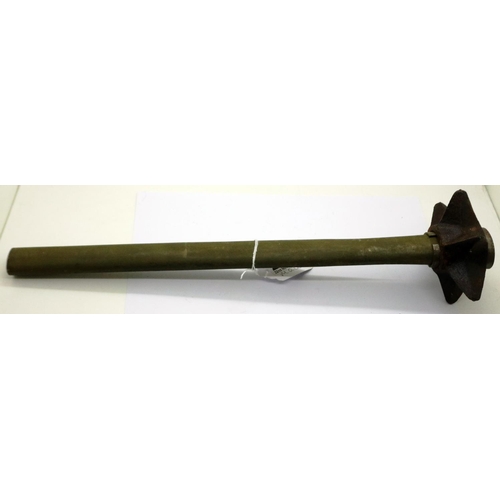 2077 - British made trench mace formed from recast steel on an entrenching tool handle. P&P Group 3 (£25+VA... 