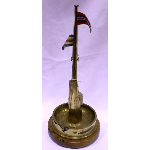 2086 - WWII trench art flagpole, H: 40 cm. P&P Group 3 (£25+VAT for the first lot and £5+VAT for subsequent... 