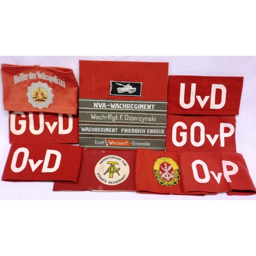 2104 - Mixed East German uniform cuff titles and armbands. P&P Group 1 (£14+VAT for the first lot and £1+VA... 