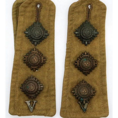 2106 - Pair of Liverpool Regiment uniform epaulettes, WWI badged to the rank of Captain, formally of 50174 ... 