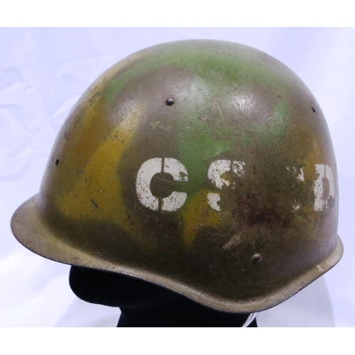 2130 - Vietnam War period Russian steel helmet, used by the North Vietnam army, finished in camouflage colo... 