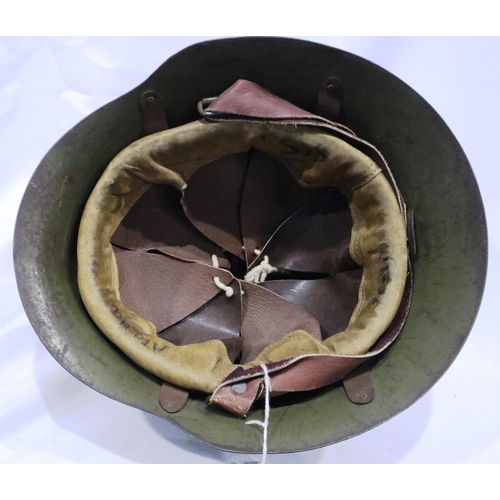 2144 - Bulgarian WWII steel helmet with leather liner. P&P Group 2 (£18+VAT for the first lot and £3+VAT fo... 