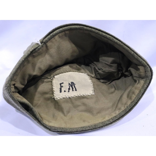 2154 - German WWII side cap with embroidered eagle, marked FM to lining. P&P Group 1 (£14+VAT for the first... 