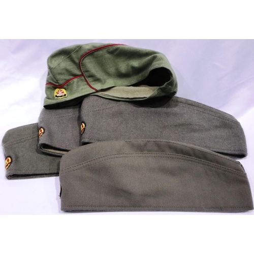 2162 - Five mixed East German military side caps. P&P Group 1 (£14+VAT for the first lot and £1+VAT for sub... 