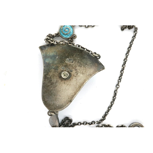 100 - Charles Horner silver and enamel pendant on a broken silver chain, H: 30 mm. P&P Group 1 (£14+VAT fo... 