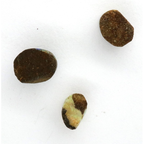 104 - Loose stones: three rough cut opals, combined 0.6g. P&P Group 1 (£14+VAT for the first lot and £1+VA... 