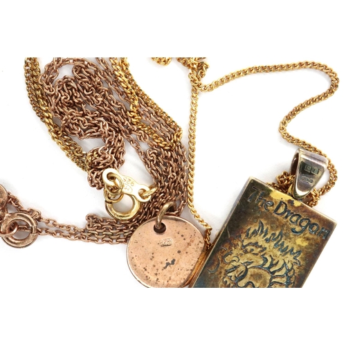 123 - Two  925 silver and gilt pendant necklaces, largest pendant H: 20 mm, combined 12g. P&P Group 1 (£14... 