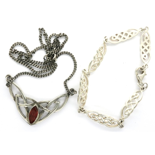 129 - 925 silver necklace and a boxed Macintosh style bracelet, necklace L: 24 cm, combined 13g. P&P Group... 