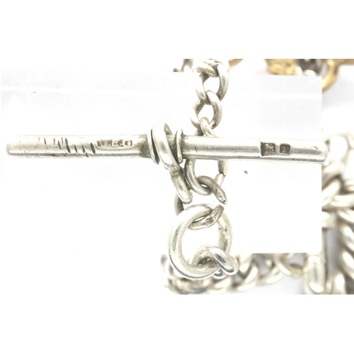 130 - Hallmarked silver half Albert watch chain and key, L: 26 cm, 29g. P&P Group 1 (£14+VAT for the first... 