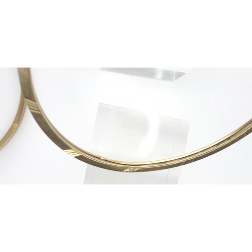 24 - A pair of 9ct gold hoop earrings, D: 45 mm, combined 1.8g. P&P Group 1 (£14+VAT for the first lot an... 