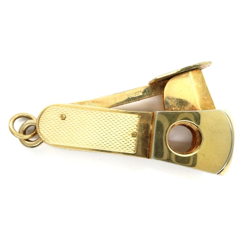 3 - 9ct gold Edwardian cigar cutter, L: 60 mm, 30.8g. P&P Group 1 (£14+VAT for the first lot and £1+VAT ... 