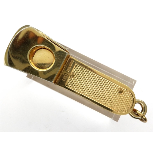 3 - 9ct gold Edwardian cigar cutter, L: 60 mm, 30.8g. P&P Group 1 (£14+VAT for the first lot and £1+VAT ... 