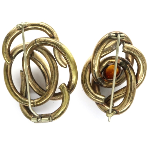 84 - Two Victorian pinchbeck brooches, largest H: 50 mm. P&P Group 1 (£14+VAT for the first lot and £1+VA... 