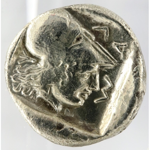 3010 - 500BC silver Diobol of helmeted Janus, Mysia Lampsakos. P&P Group 0 (£5+VAT for the first lot and £1... 