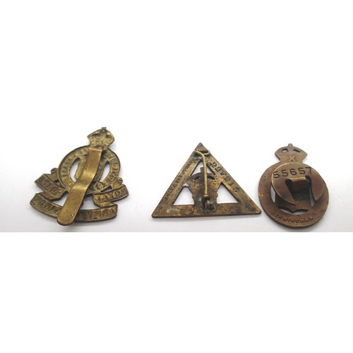 2219 - Two British WWI War Service badges and an RAOC cap badge (3). P&P Group 1 (£14+VAT for the first lot... 