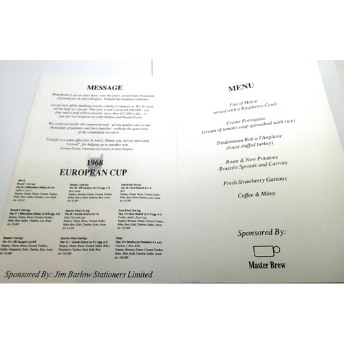 2050E - Manchester united 1993 Hospice dinner menu celebrating 25 years anniversary of European cup win, sig... 