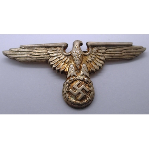 2182 - Later WWII period German cap eagle in pressed metal. P&P Group 1 (£14+VAT for the first lot and £1+V... 