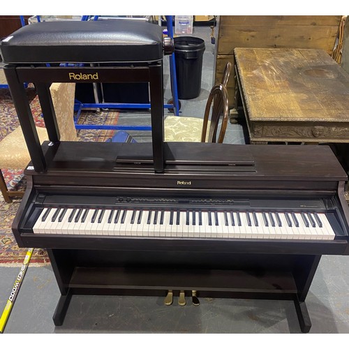 680 - Roland digital piano HP-3E and stool. Not available for in-house P&P