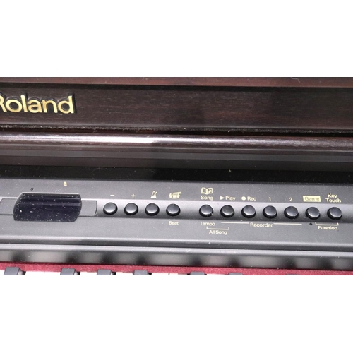 680 - Roland digital piano HP-3E and stool. Not available for in-house P&P