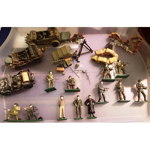 2032 - Unimax cast resin military vehicles, app 1/35 scale, Jeep, schwimm wagon and Kubelwagon. Plus a sele... 