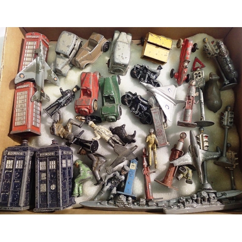 2040 - Selection of mostly Dinky Toys to include miniature cars, phone boxes, police boxes, petrol pumps, s... 