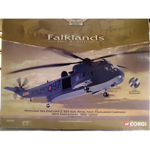 2050 - 1/72 scale Corgi AA 33401 Westland Sea King 825 SGN, Falklands 1982, in very good condition, box is ... 