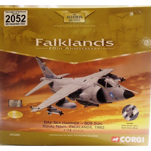 2052 - 1/72 scale Corgi AA 32406 Sea Harrier, 809 SGN Falklands 1982, Limited Edition 1722/4000, in very go... 