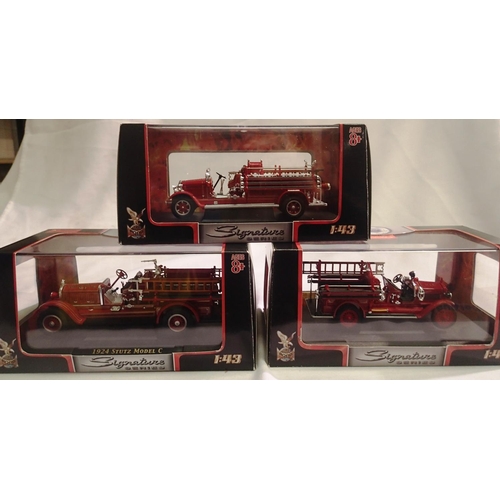 2088 - Three signature models 1/43 scale4 fire engines 1923 Maxim C1, 1924 Stutz model C and 1932 Buffalo T... 