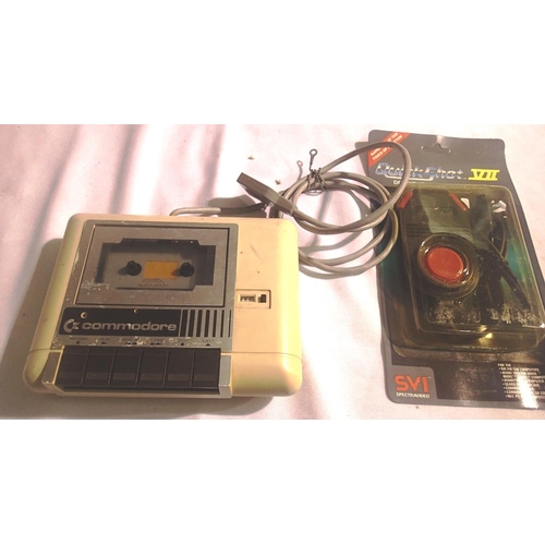 2191 - Commodore cassette player and a quick shot VII joy card controller. P&P Group 2 (£18+VAT for the fir... 