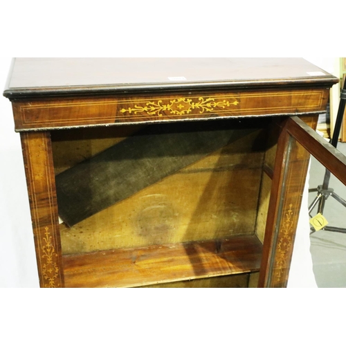 3004 - A Regency period inlaid walnut pier cabinet with single glazed door and two interior shelves, 76 x 3... 