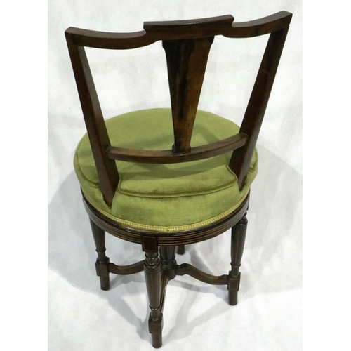 3008 - Inlaid revolving round seated chair. Not available for in-house P&P