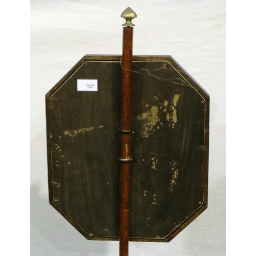 3038 - An early 19th century pole screen with a lozenge shaped woolwork panel, H: 140 cm. Not available for... 